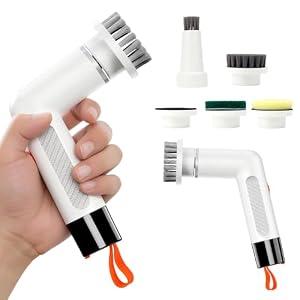 Electric Spin Scrubber, Cordless Waterproof Electric Scrub Brush with Dual Speed Settings, Smart Display, and 5 Replaceable Brush Heads for Bathroom, Kitchen, and Floor Cleaning