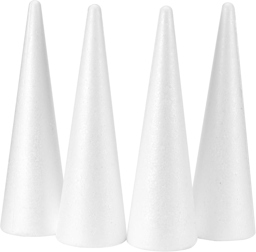 YURN Craft 4 Pack Foam Cones for Crafts 4.6x15.35 in
