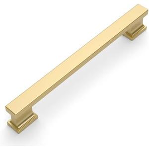 Amerdeco 10 Pack Brushed Gold Cabinet Pulls 6.3 Inch(160mm) Hole Center Drawer Pulls Cabinet Hardware Kitchen Cabinet Handles for Bathroom ZH00013