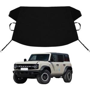 Bronco Custom Windshield Cover for Ice and Snow Fo-rd Bronco Heavy Duty 600D Oxford Fabric Windshield Protector Fit Waterproof Hail Frost Cover Winter Car Accessories