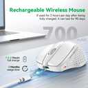 TechRise Bluetooth Mouse (BT5.0/3.0 & 2.4G) Rechargeable Wireless Mouse 2.4GHz with USB A Receiver, 4800 DPI Optical Tracking, 6 Adjustable DPI, Quiet Clicks, 6 Buttons, Wide Compatibility - White