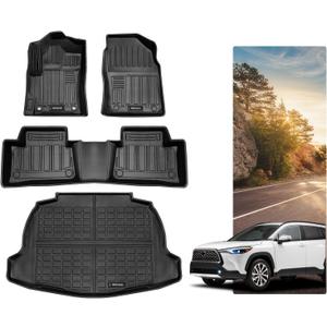 Floor Mats & Trunk Mat fit for Toyota Corolla Cross SUV 2026 2025-2022,All Weather Floor Liner Rear Cargo Mat Protector for Corolla Cross Accessories 2026-2022(FWD) (Not Fit Sedan/Hatchback Model)