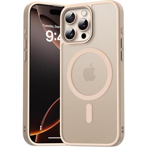 Magnetic for iPhone 16 Pro Case, Compatible with MagSafe, Military Grade Shockproof Anti-Scratch Slim Translucent Matte Phone Case for iPhone 16 Pro - Desert Gold