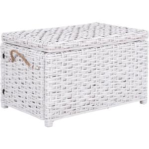 happimess HPM9003E Jacob 31.5" Handwoven Wicker Storage Trunk, Distressed White, Collapsible for flat storage, for Office, Dorm Room, Entryway, Bedroom, Dining Room