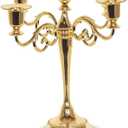5-Candle Metal Candelabra Candle Holder 10.6 inch Tall Candlestick Holders for Valentine Christmas Home Party Dinning Candle Stand Gold (Gold2)