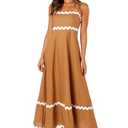 Petal & Pup Yana Maxi Dress - Tan White M