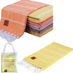 GOLD CASE HOME COLLECTION Bundle of LYCIA Set of 6 and Free Solo Beach Towel - Yellow Tones