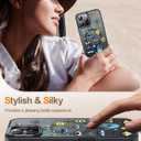 FUNMIKO for iPhone 16 Pro Max Case with Privacy Screen Protector, Wireless Charging Compatible, Shockproof Translucent Matte Cover - Cute Floral Design Phone Case for Women Girls - Charming Eyes