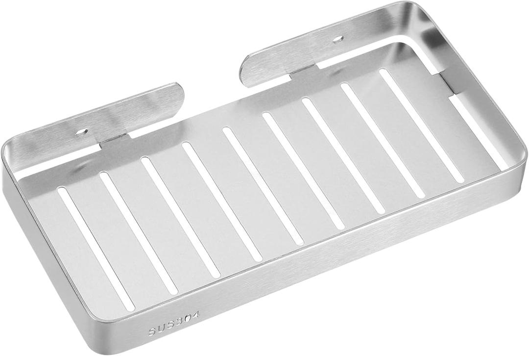 uxcell Soap Dish Holder, 304 Stainless Steel Soap Bar, Wall Mounted Soap Tray with Installation Kits, Soap Saver for Shower Kitchen Counter (Brushed Silver)