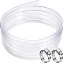 DAVCO 5/8" ID - 100 ft Clear Vinyl Tubing, Low Pressure Flexible PVC Tube, Heavy Duty UV Chemical Resistant Lightweight Plastic Vinyl Hose, BPA Free and Non Toxic, with 2 Stainless Clamps