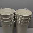 Irenare 12 Inch Vintage Galvanized Flower Bucket Metal Flower Vase Farmhouse French Bucket Planter Metal Floral Container for Party Table Centerpiece Weddings Home(White,6 Pcs)