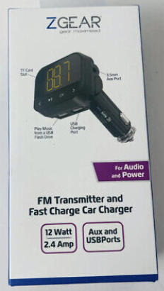 ZGear FM Transmitter and Fast Charging Car Charger 12 watt 2.4 ...