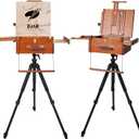 DJAR Portable Plein Air Art Easel, Beechwood Adjustable Travel French Easel with Aluminum Tripod & Nylon Storage Bag for Artists, Adults, Walnut