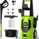 AgiiMan Electric Pressure Washer - 5000PSI Max 3.6GPM Power Washer with 35FT Power Cord, 20FT Hose, Soap Tank, High Pressure Washer Electric Powerd Car Cleaning for Garden, Patios, Yard, Green