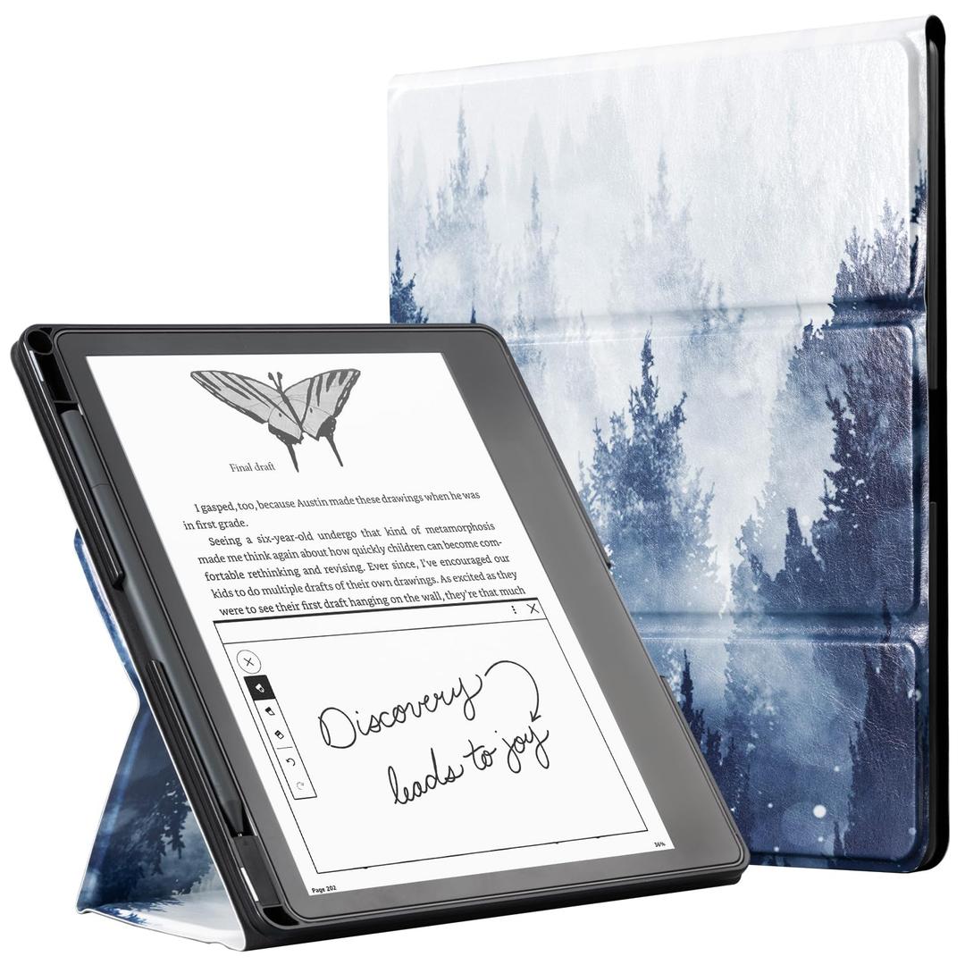 CoBak Case for Tablet Reader - All New PU Leather Cover with Auto Sleep Wake Feature for Tablet Reader 10.2" 2022 & 2024 Released with Pen Holder (not Compatible with Remarkable),Orange Jasmine
