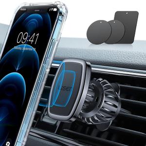 LISEN Magnetic Phone Holder for Car - Upgraded Clip Ultra 6 Strong Magnets, Car Phone Holder Case Friendly,Soporte de Telefono para carro for Galaxy S25 Ultra 4-6.7 inch Smartphones (Black)