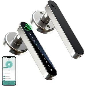 IRONZON Fingerprint Door Lock Smart Door Lock with Keypad Keyless Entry Door Lock with Handle for Home Hotel Office Apartment Bedroom (Nickel)