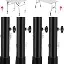 (4-Pack) Folding Table Leg Extenders, Highly Durable Steel Folding Table Leg Risers, Folding Desk Leg Extensions for Straight and Bent Legs, Adjustable Table Height Extenders for Rise 3.6in/5.2in