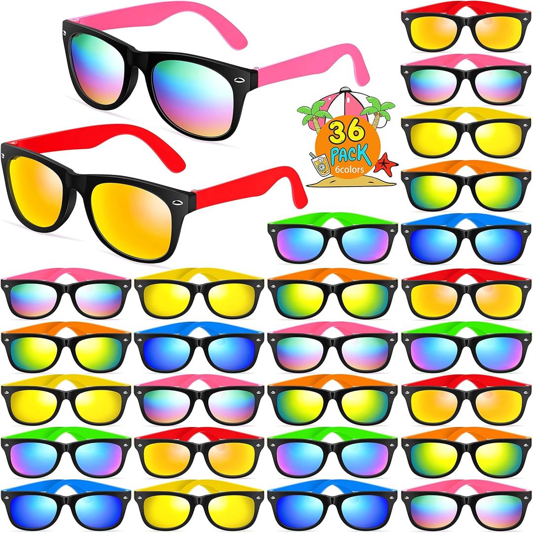 GINMIC Kids Sunglasses Bulk, Neon Sunglasses Party Favors with UV400 Protection for Kids, Boys and Girls, Party Favor For Kids, Birthday Graduation Party Supplies, Beach, Pool Party Favors
