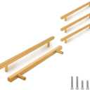 TooCust 5 Pack Brushed Brass Kitchen Cabinet Handles, Cabinet Pulls with 7-1/2 Inch (192mm) Hole Centers, Gold Dresser Handle with Brushed Finish, Modern Furniture Drawer Knobs