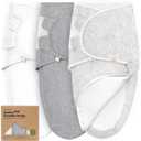 Baby Swaddle Sleep Sacks with Zipper - 3-Pack Swaddles for Newborns 0-3 Months, Infant, Baby Girls, Boys, Soft & Durable Newborn Sleep Sack, Easy Diaper Change Swaddling Blanket (Cloud) (One Size)