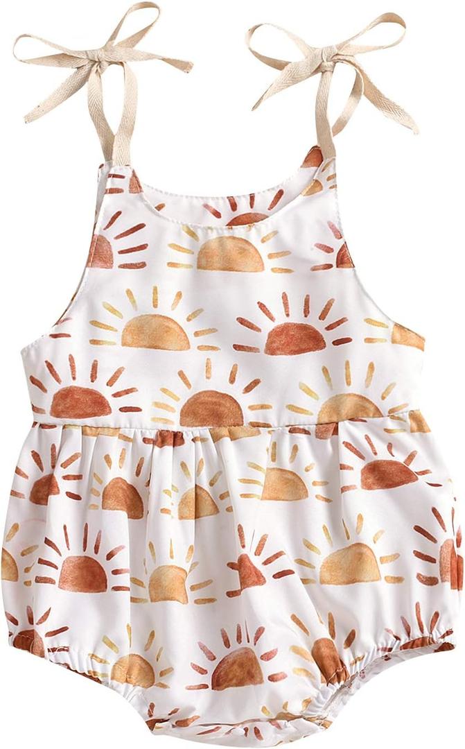 Infant Newborn Baby Girl Floral Romper Kids Spaghetti Strap One Piece Jumpsuit Shorts Toddler Summer Overall Clothes, 6-12M