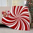 Red Swirl Christmas Throw Blankets Sweet Candy Cane Double Swirl Red and White Throw Blanket Soft Warm Cozy Flannel Blanket for Bedroom Living Rooms Couch Sofa Bed Home Decor 40x50 Inch