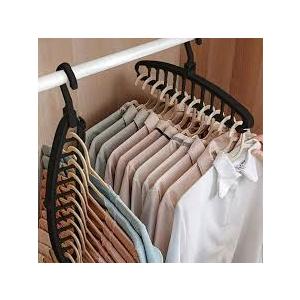Space Saving Clothes Hangers 6 Pcs, Closet Organizers and Storage, Plastic Clothes Hanger for Shirt Sweater Holder Stacker, Apartment Home Gray