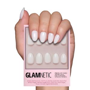 Glamnetic Press On Nails - White Swan | Opaque Classic Off White Short Oval Fake Nails, Salon Quality | 15 Sizes - 30 Nail Kit with Glue
