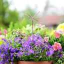 3-Piece Pink Metal Dragonfly Garden Stakes - Iron Wire Outdoor Decor for Patio Lawn Decoration