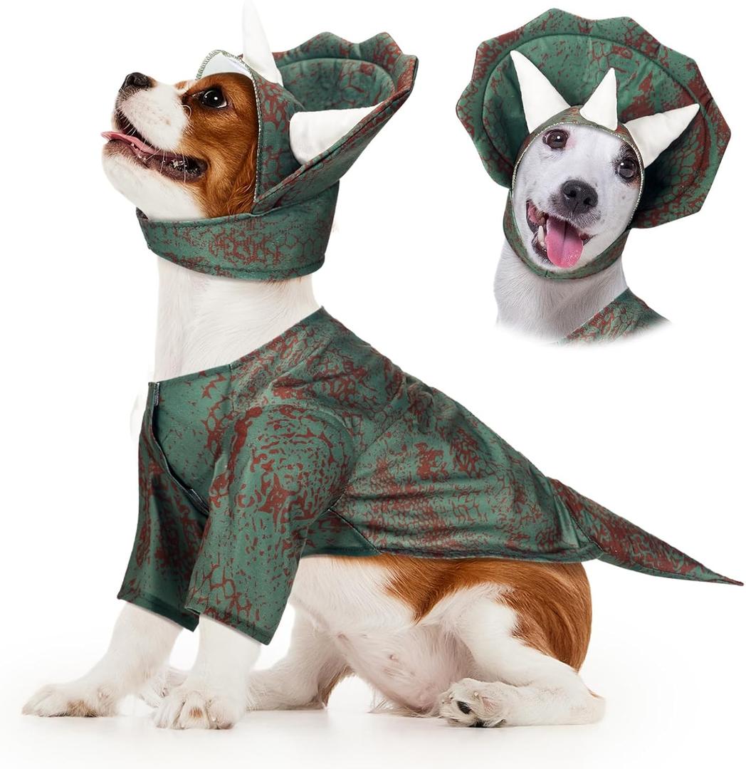 Triceratops Dog Costume Dinosaur Dog Costume Halloween Dino Pet Clothes for Pet Cat Halloween Party Cosplay Events Photo Props, Medium