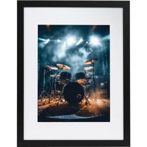 12x16 Picture Frame, Photo Frame Display 9x12 Pictures with Mat or 12x16 without Mat, Hang on the Wall, Black