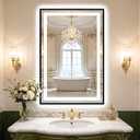 Led Bathroom Mirror with Light, 36x24 Bathroom Vanity Mirror for Wall with Frame, Anti-Fog, Dimmable 3 Colors, Memory Function, Backlit and Front Lit, Shatter-Proof Glass, Plug-in/Hardwired