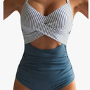 Eomenie Women's One Piece Swimsuits Tummy Control Cutout High Waisted Bathing Suit Wrap Tie Back 1 Piece Swimsuit, Size Junior