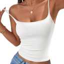 ZESICA Women's Adjustable Spaghetti Strap Camisole Tops 2026 Summer Square Neck Basic Cami Tank Top Y2k Going Out Shirts (White, M)