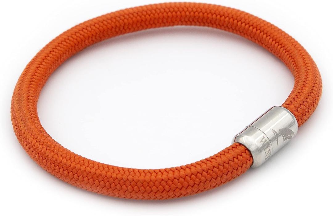 WIND PASSION - Paracord Bracelet for Men & Women | Nautical Bracelet Inspired by Sailor Sea Apparel | Handmade with Braided Rope and Magnetic Clasp | For Men and Women looking for a Sports, Athletic or Surf Style | Waterproof Resistant | Orange Bracelet