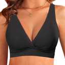 Aqua Eve Women Bikini Top Only Push Up Swimsuit Top Padded Bathing Suit Top for Large Bust (Small, Black)
