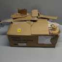 EDISHINE 68" Arc Floor Lamp with Table, Vintage Standing Lamp for Living Room with Tray, Tall Reading Lamp, Beige Shade, Adjustable Arm, Remote Dimmable Bulb Included, for Bedroom Office, Wood Grain