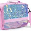 Kids Lunch Box Insulated Kids Lunch Bag,Lunch Box for Girls with Strap and Bottle Holder,Lunch Box for Kids, Toddler Lunch Box with Zipper-Pockets,Girls lunch box Keep Food Cold&Warm for Long Time (glitter pink)