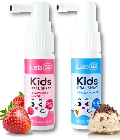 LAB52 Kids Oral Spray, Toddler Toothpaste Helper for Daily Oral Care and Fresh Breath, Children Approved with Fluoride Free for Newborn to Preschoolers, Xylitol (Strawberry), Exp Date: 2028/06/04