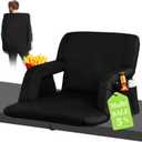 Stadium Seats for Bleachers-3 Heat Settings Backrest&Seat Cushion with Support, Portable Folding Stadium Chair with 6 Reclining, Storage Cup Holder for Football Games/Camping/Concerts (Regular, Black)