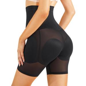 Irisnaya Women Shapewear Control Panties Body Shaper Butt Lifter Padded Hip Enhancer Seamless Underwear Hi- Waist Short (Small, Black)
