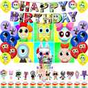Dandy's World Birthday Party Decorations Supplies Happy Birthday Banner Cake Cupcake Toppers Balloons Background