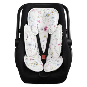 Pea Pod Infant Car Seat Pad 2-in-1 Baby Car Seat Head & Body Support for Newborn Girl Reversible 3 Layer Warm Preemie Carseat Stroller Cushion Headrest with Soft Minky Dot Fabric, Wildflower