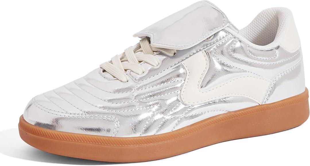 LUCKY STEP Women's Gum Sole Fashion Sneakers Classic Retro Fancy Casual Leisure Tennis Walking Skate Shoes (6)