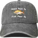 Hepandy Women Want Me Fish Fear Me Embroidered Dark Gray Baseball Caps for Men, Adjustable Cotton Snapback Embroidery Trucker Hat Dad Hats