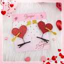 YanJie 2pcs Valentines Day Hair Clips for Girls Glitter Heart Clip with Springs Red Hair Accessories for Women Cupid Accessories Cute Hairpin (Red Gold Small)