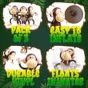 Large Inflatable Monkey (Pack of 3) 27-Inch Monkeys for Baby Shower, Safari, Jungle Themed Birthdays, Blow Up Animal Party Favors and Decorations for Kids and Toddlers