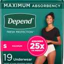 Depend Fresh Protection Adult Incontinence & Postpartum Bladder Leak Underwear for Women, Disposable, Maximum, Small, Blush, 19 Count, Packaging May Vary