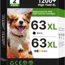 63XL Ink Cartridges Black and Color Replacement for HP Ink 63 for HP 63XL Ink Cartridge Combo Pack Work for OfficeJet 3830 4650 5255 5258 5200; Envy 4520 4512 4510; DeskJet 1112 2130 3630 (2 Pack)